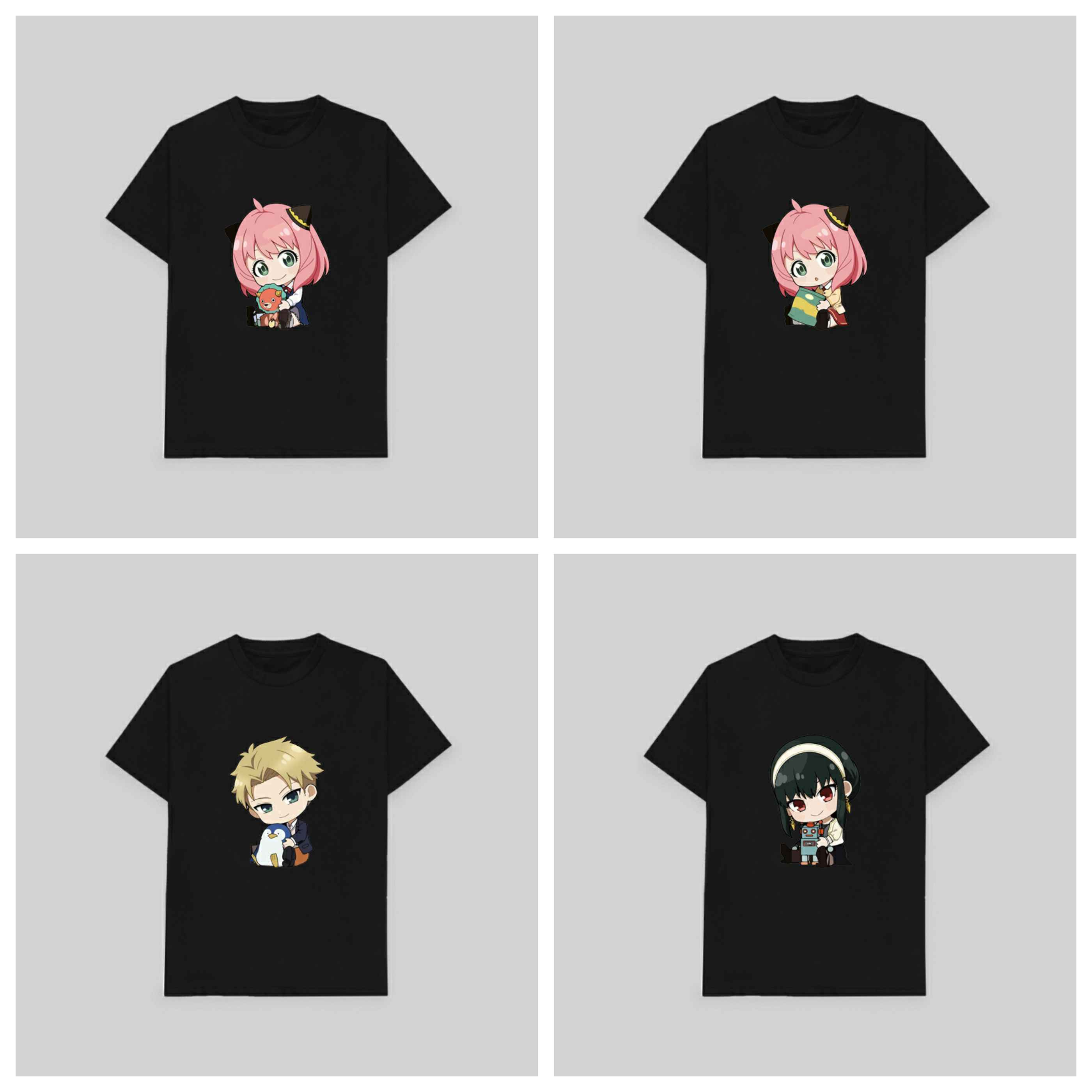 [M1] Áo thun phông đen trắng in hình SPY x Family anime chibi thời trang nam nữ
