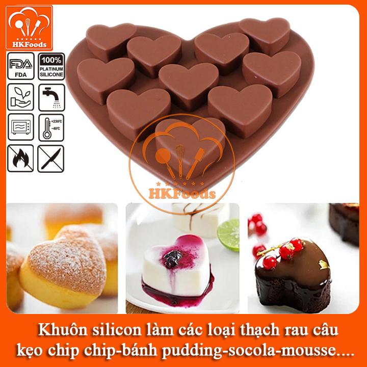 KHUÔN SILICON LÀM THẠCH RAU CÂU SOCOLA 10 TRÁI TIM