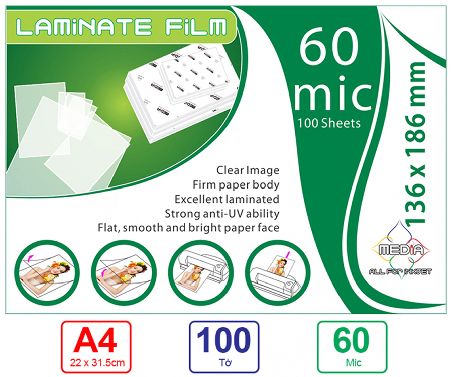 Nhựa ép plastic A3 60 mic Media
