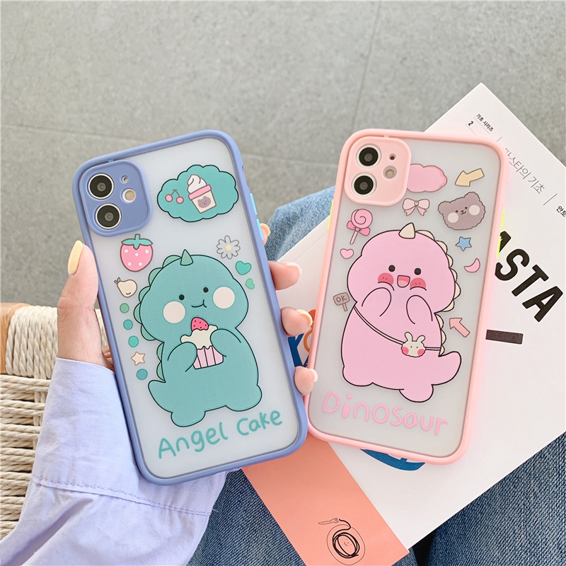 Ốp iphone - Ốp lưng viền nhám Cặp đôi khủng long 6/6plus/6splus/7/8/7plus/8plus/x/xs/xsmax/11/11promax