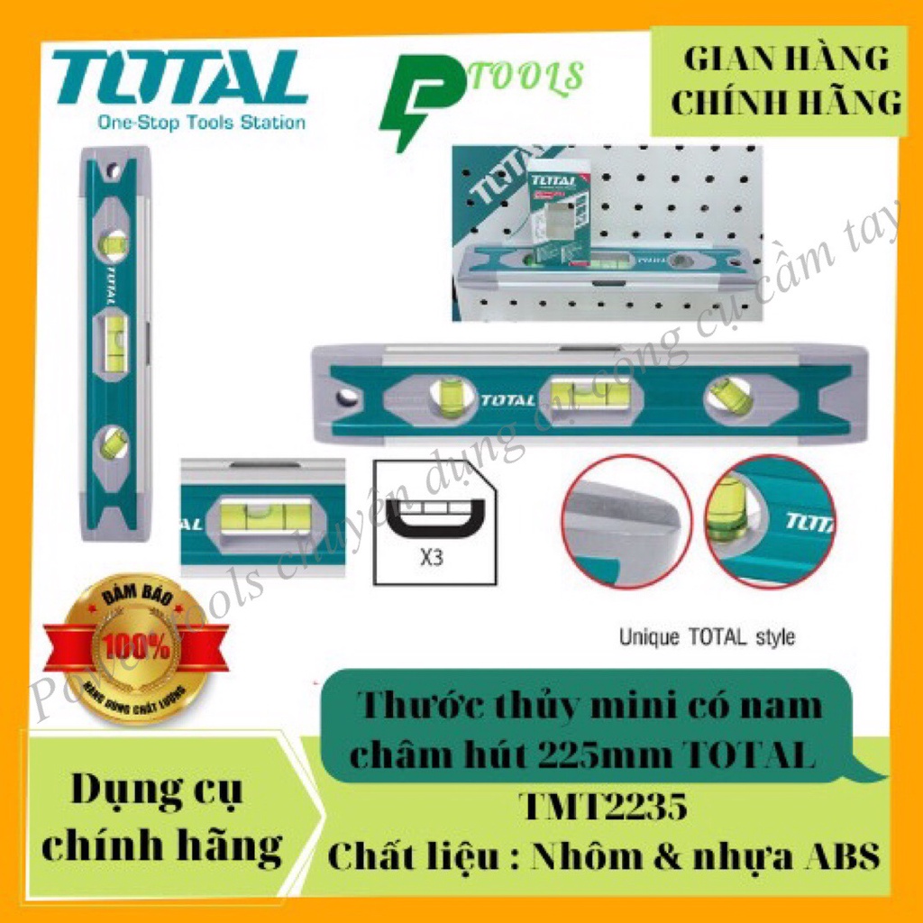 Tmt2235 225mm thước thủy mini có từ có nam châm hút total