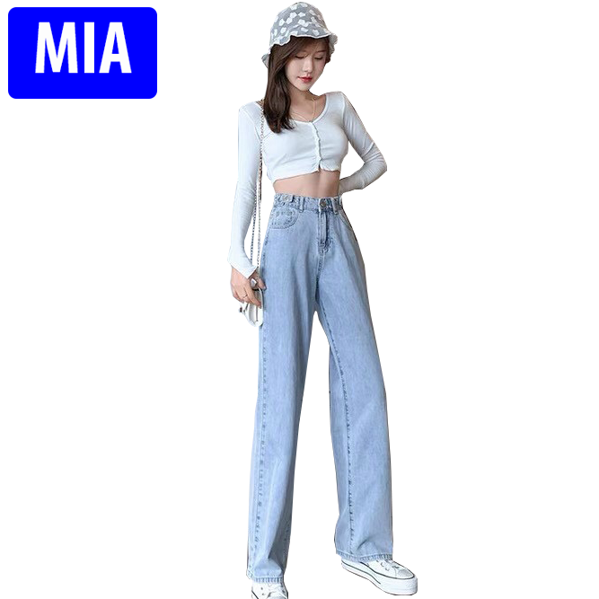 Quần baggy nữ jean lưng cao quần baggy nữ lưng cao quần baggy nữ ống rộng quần baggy nữ jean cao cấp thời trang miafashion – qbgnnma054