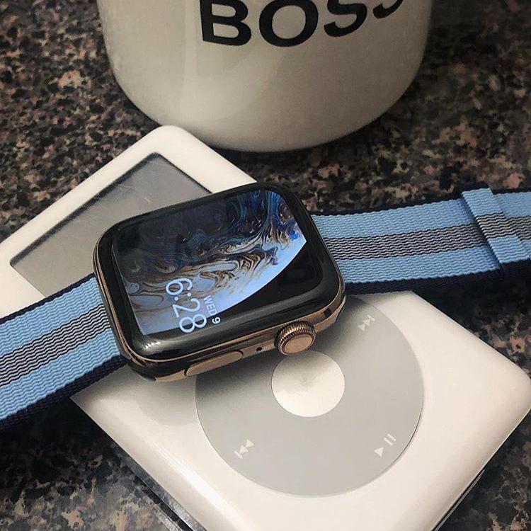 Dây Nylon Woven đồng hồ Apple Watch Midnight Blue Stripe
