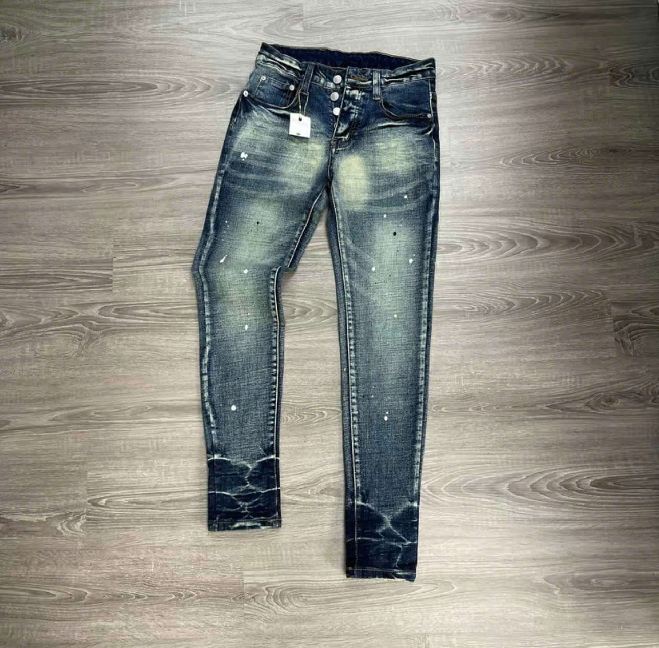  Quần jean nam tag pơ pồ màu đen xanh bảng trơn rách full trước sau form skinny ống ôm cao cấp 