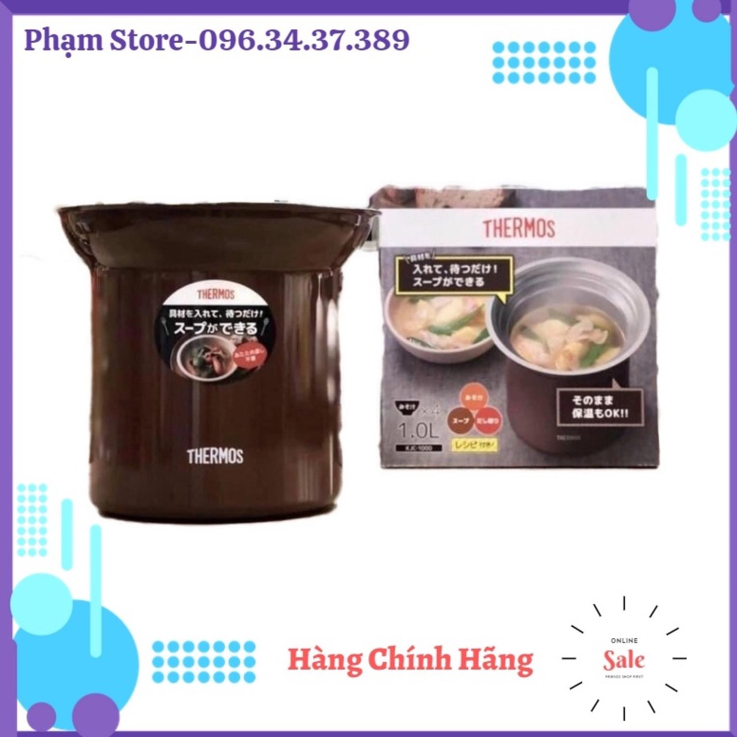 Nồi ủ cháo, nồi ninh xương thermos nội địa nhật lᴏại 1 lít tiện dụng, gía sale sập sàn
