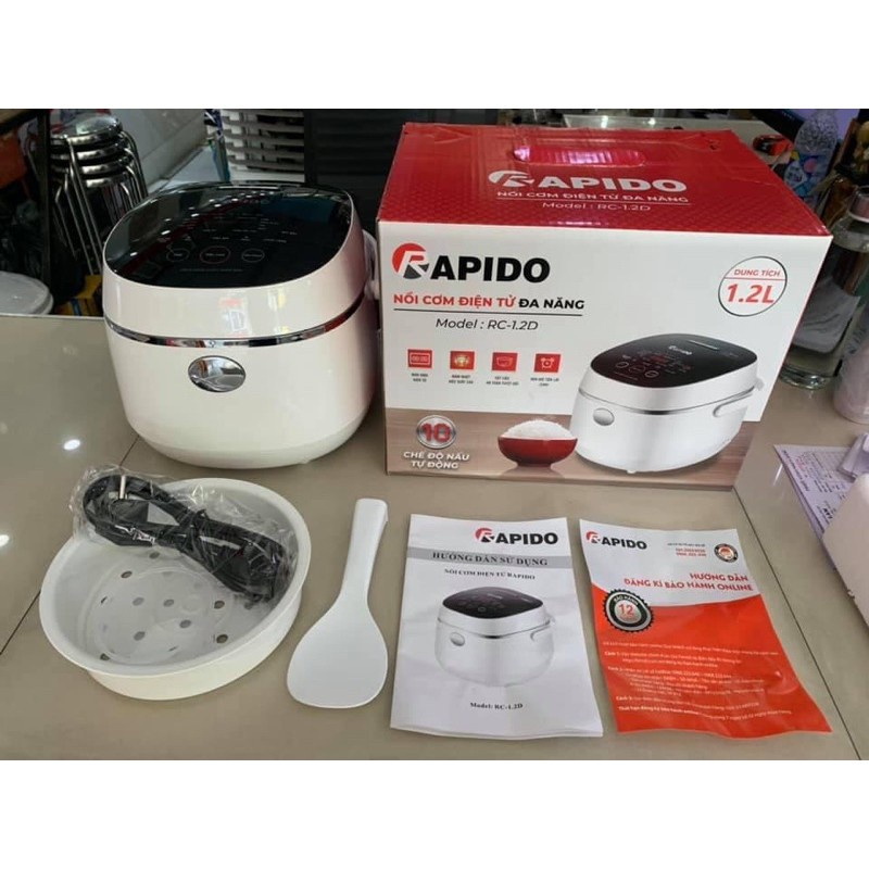 Nồi cơm điện tử đa năng rapido 1.2l mã rc1.2d. hàng chính hãng, bảo hành 12 tháng