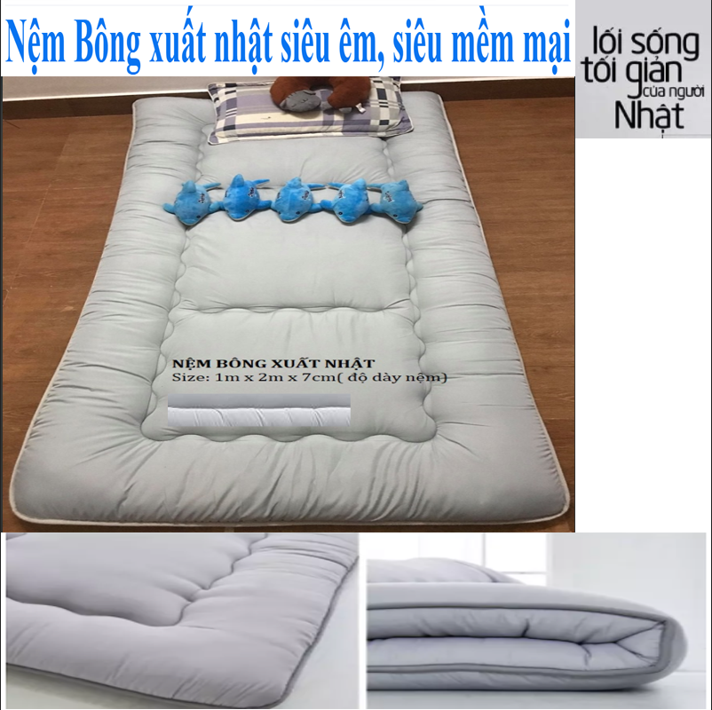 [HÀNG CÓ SẴN] Thảm Ngủ Trải Giường Giá Rẻ,Nệm Xuất Nhật,Nêm Trải Sản,Nệm Bông,Topper Hàng Xuất Nhật,Tấm Làm Mềm Nệm Siêu Êm Giá Rẻ Kích Thước 1mx2m Cực Kỳ Gọn Nhẹ,Tiện Lợi Siêu Êm Lớp Vải Ngoài Kháng Khuẩn,Nằm Cực Kỳ Thích