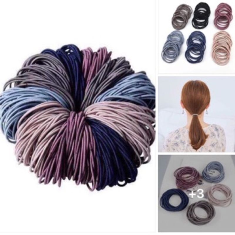 (Bộ 100) Dây thun buộc tóc, Set 100 dây thun buộc tóc -  dây cột tóc, thun buộc tóc,Túi Cột tóc, buộc tóc chun scrunchies siêu bự tiện lợi, xinh sắn