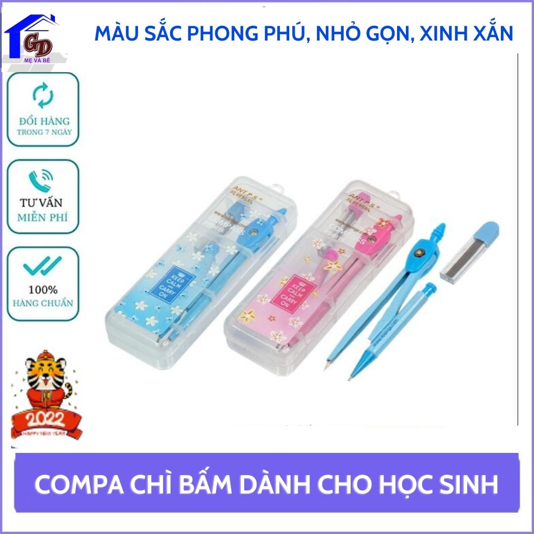Compa học sinh, compa chì bấm dành học sinh học tập đa năng, tiện dụng, siêu cute