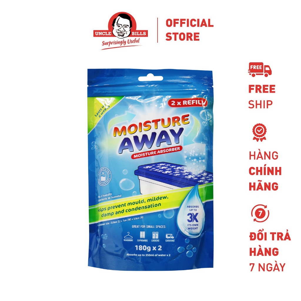 Lõi Hút Ẩm Thay Thế Moisture Away 350ml 2 Túi/Bộ Uncle Bills BA3463