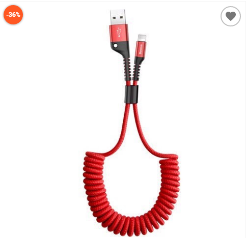 Baseus Cáp sạc Lightning dây xoắn đàn hồi Baseus Fish Eye Spring Data dùng cho iPhone / iPad