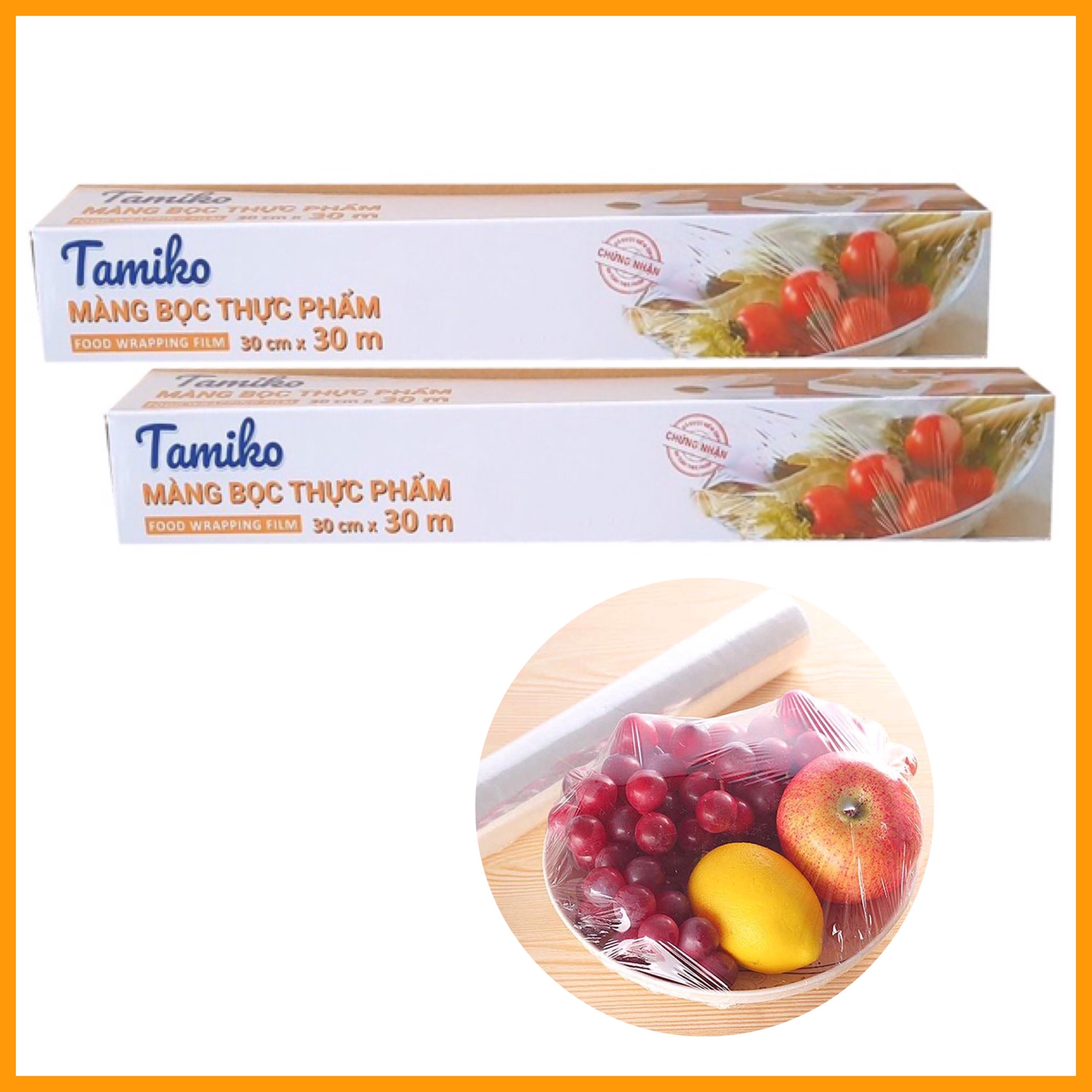 Màng bọc thực phẩm Tamiko size 30cmx30m bảo quản thịt cá, trái cây, rau củ, làm bánh tiện dụng