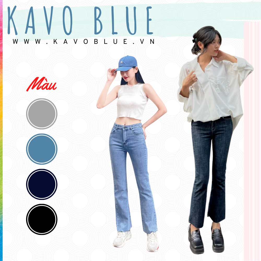 Quần bò nữ ống loe lưng cao - quần jeans nữ cạp cap