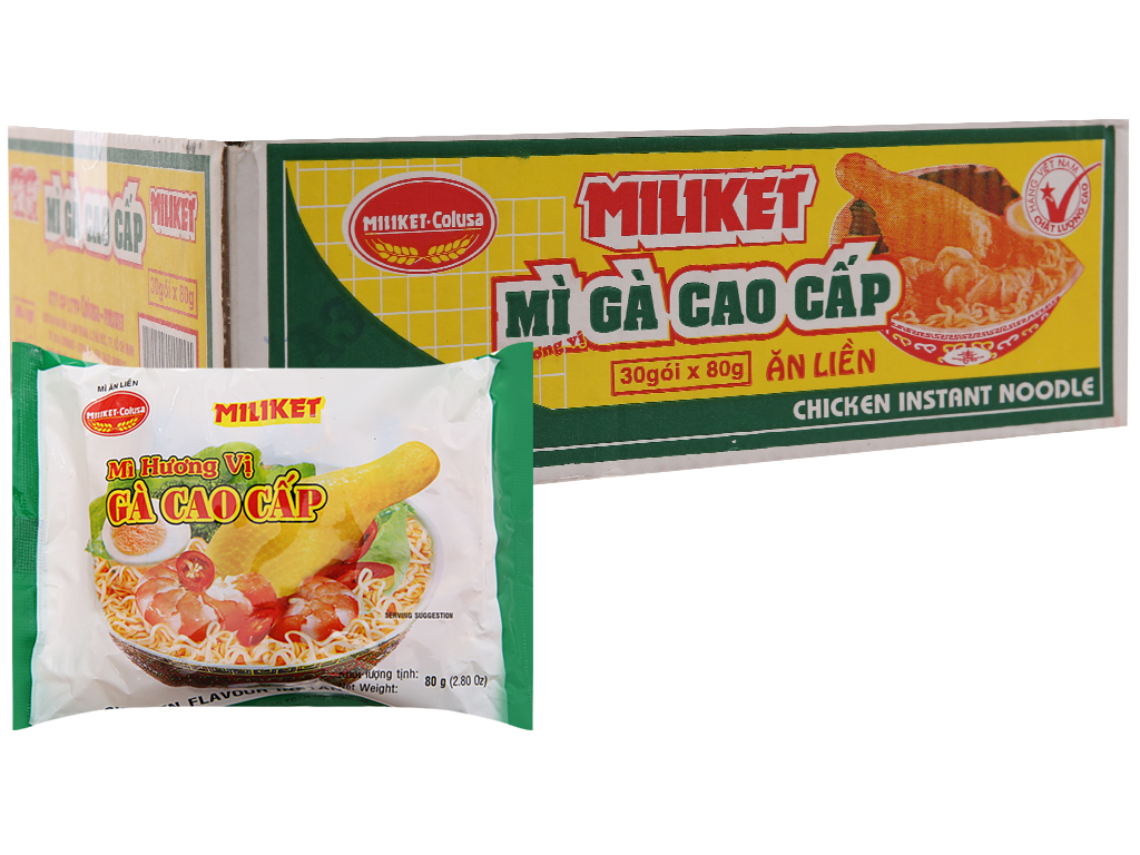 Thùng 30 gói mì Miliket vị gà cao cấp 80g