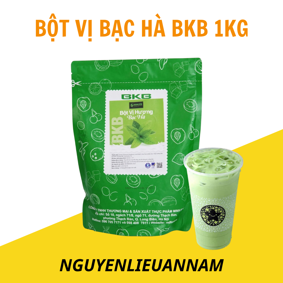 Bột vị bạc hà BKB pha trà sữa túi 1kg