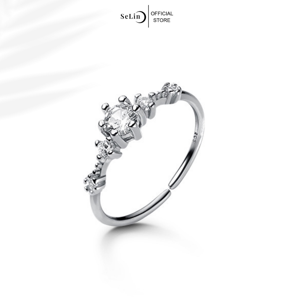 Nhẫn bạc nữ 925 đính đá ổ tròn lấp lánh sparkling selin jewelry