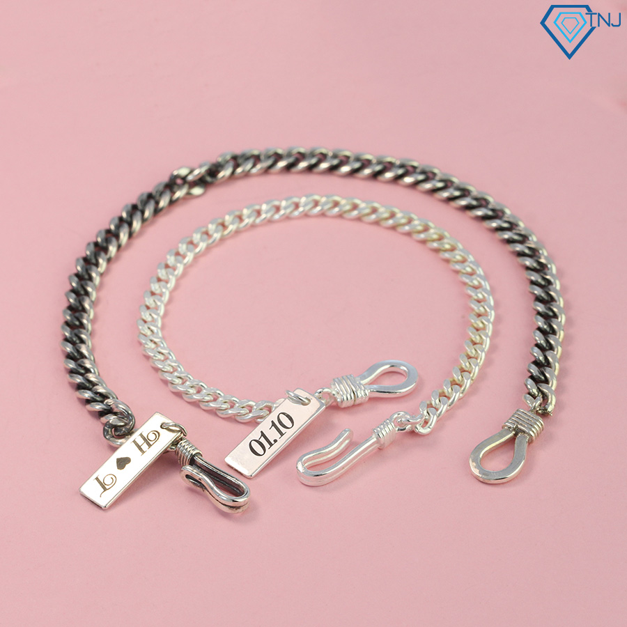 Lắc tay đôi bạc tình yêu nam nữ khắc tên LTD0015 - Trang Sức TNJ
