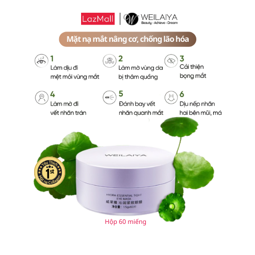 Mặt nạ mắt collagen weilaiya chính hãng hộp 60 miếng - làm mờ vết nhăn quanh mắt cho viền mắt căng bóng freeship