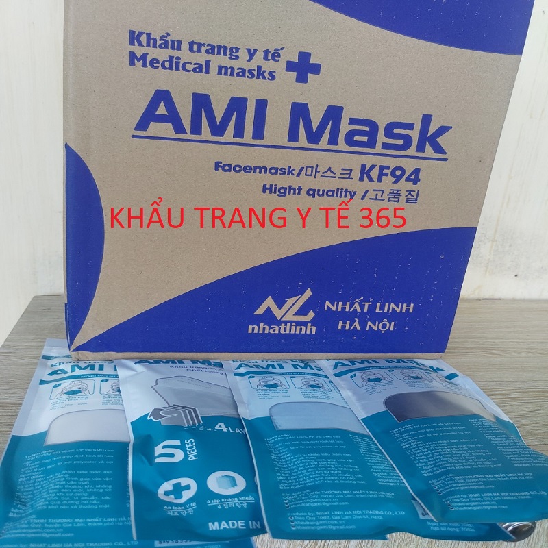 Thùng 300 chiếc khẩu trang y tế 4d,ami mask kf94, cá, chuẩn 4 lớp kháng khuẩn