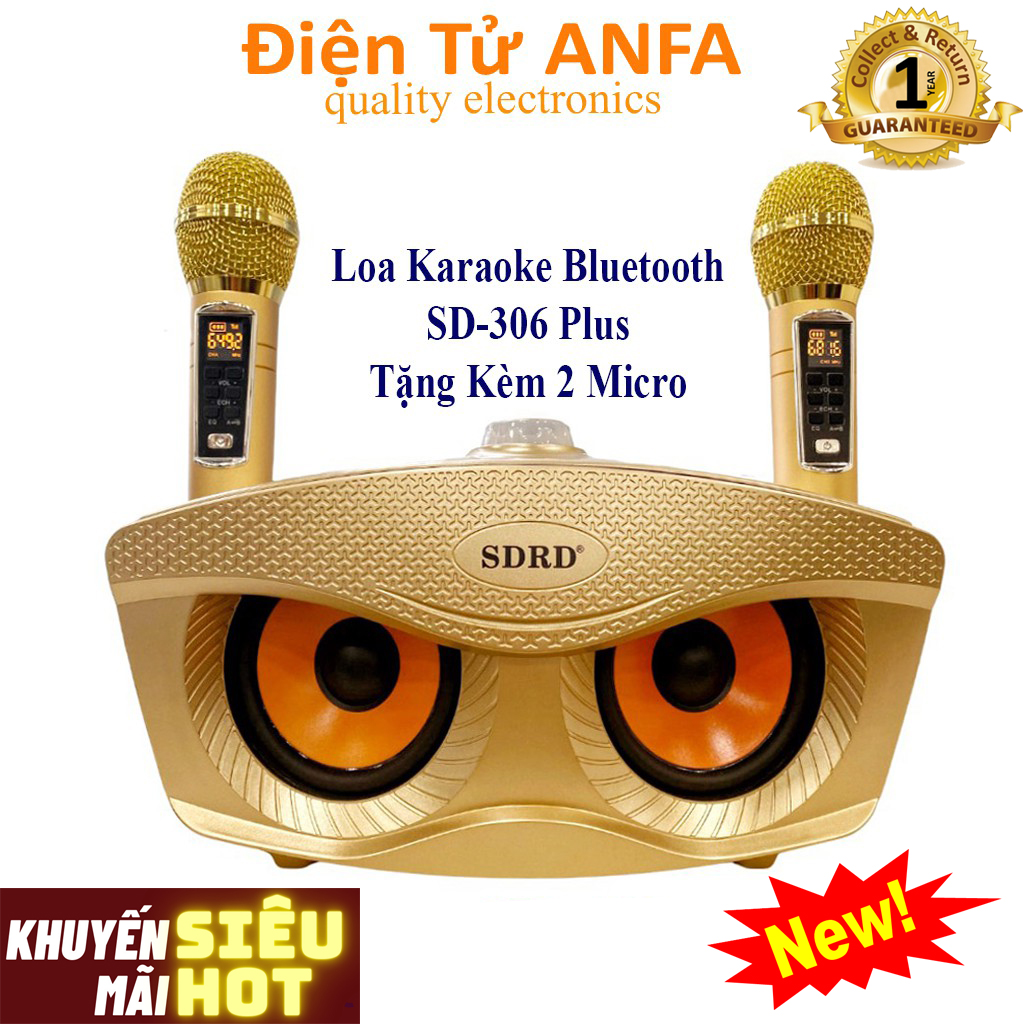 [HCM]( Hàng Nhập Siêu Hot ) Loa Karaoke Mini SD-306 Plus Tặng Kèm 2 Micro Hát Karaoke Kiểu Dáng Cool Ngầu Vàng Ánh Kim/Đen Cực Đẳng Cấp Âm Thanh Khuếch Đại Cực Hay Thỏa Thích Chơi Nhạc.