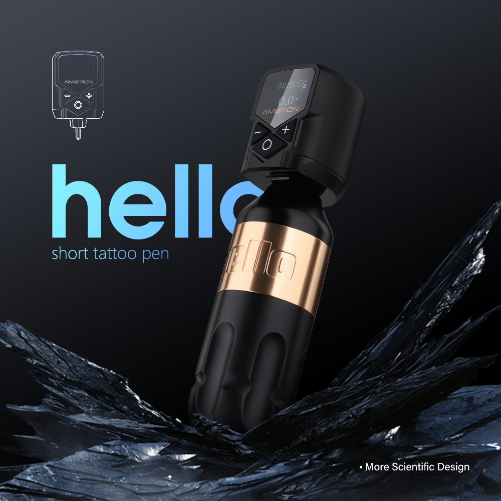 Ambition High Quality bishop wand rotary tattoo machine pen powerful brushless motorc oreless motor Máy xăm pen stroke 4mm