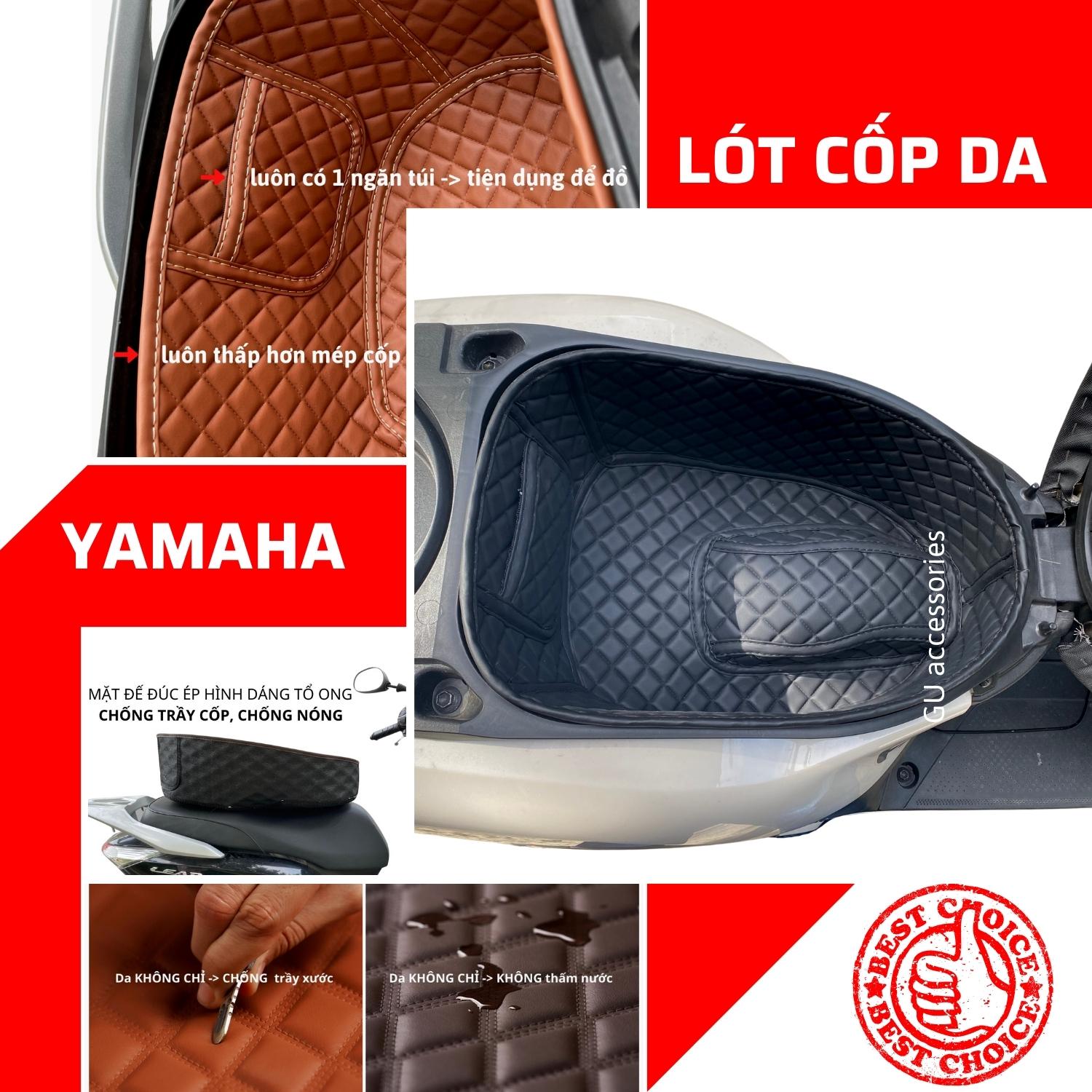 Lót cốp xe máy YAMAHA Fazzio 125 Janus Acruzo Grande NVX V1 V2 V3 155 Freego S Latte Nozza Cuxi Nouvo 3 4 5 6 XRide chất liệu da cao cấp cách nhiệt thiết kế có túi tiện dụng phong cách hiện đại sang trọng GU