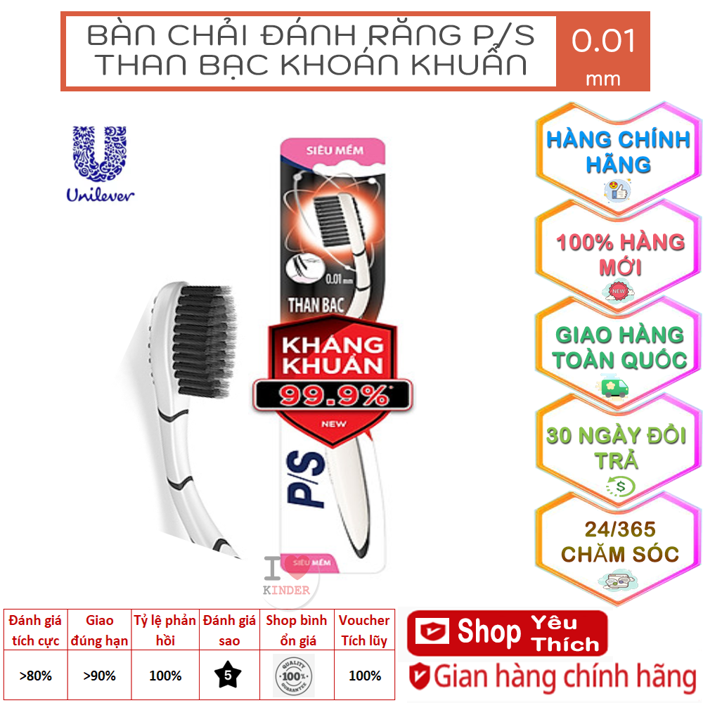 [HCM]Bàn chải đánh răng P/S than bạc kháng khuẩn 99.9%