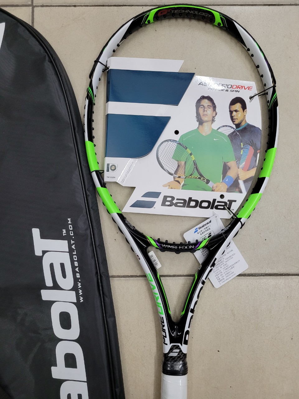 Vợt tennis Babolat 275g- Màu Cốm- tặng căng cước quấn cán và bao vợt - ảnh thật sản phẩm