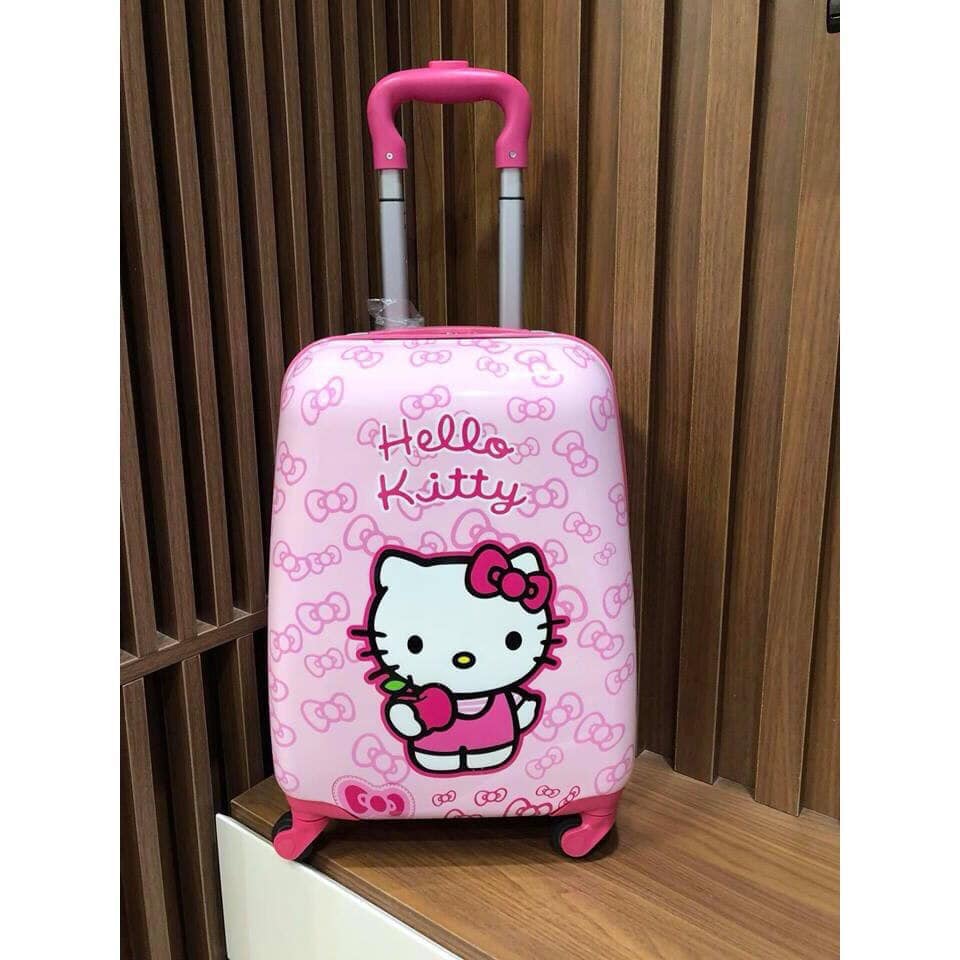 Vali kéo du lịch cho bé hình hộp vuông đứng in nhiều hình ảnh đáng yêu