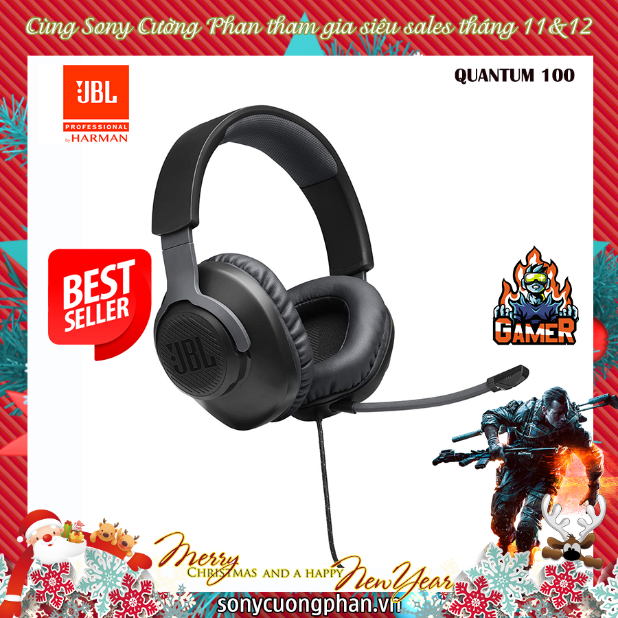 Tai nghe gaming jbl quantum 100 - bảo hành chính hãng 06 tháng