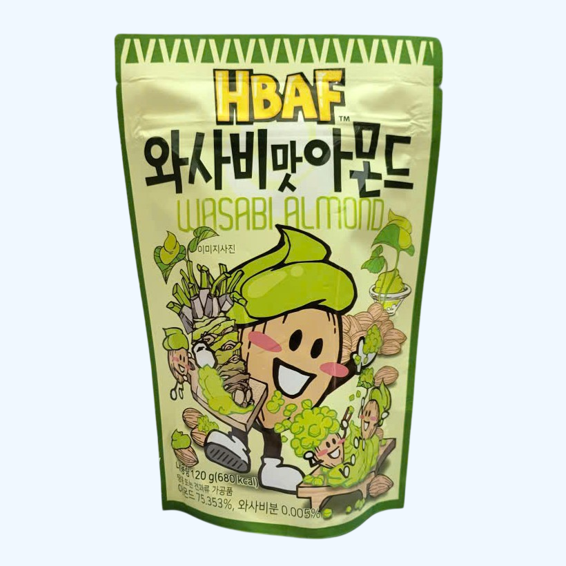 HBAF -- túi XANH LÁ 120g -- HẠNH NHÂN TẨM WASABI HÀN QUỐC Wasabi Almond