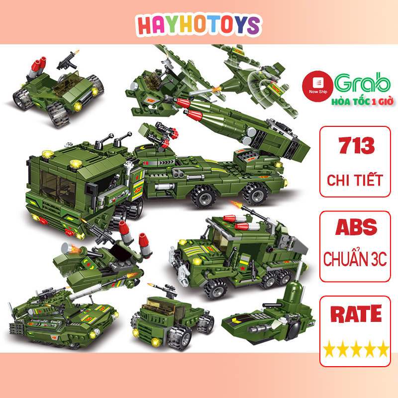 Đồ chơi lắp ráp xe tăng XT713 chi tiết lắp ghép mô hình Xe Quân sự và Máy bay đồ chơi cho bé
