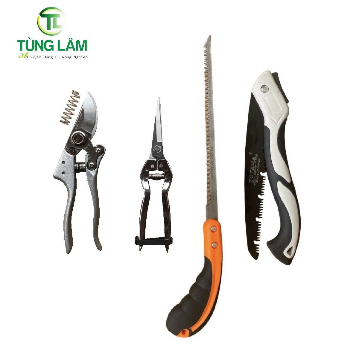 Dụng cụ làm vườn, dụng cụ nông nghiệp cây cảnh bonsai combo 4 món: kéo cắt cành sk5, kéo tỉa trắng, cưa lách new, cưa gập gọn - dụng cụ nông nghiệp tùng lâm