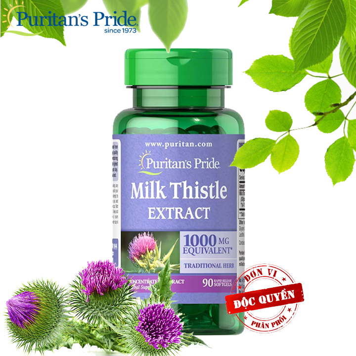 Viên uống bổ gan của mỹ giúp mát gan thải độc hiệu quả hơn gấp nhiều lần gải độc gan mộc thanh Milk Thistle Extract 1000mg Puritan's Pride 90 viên