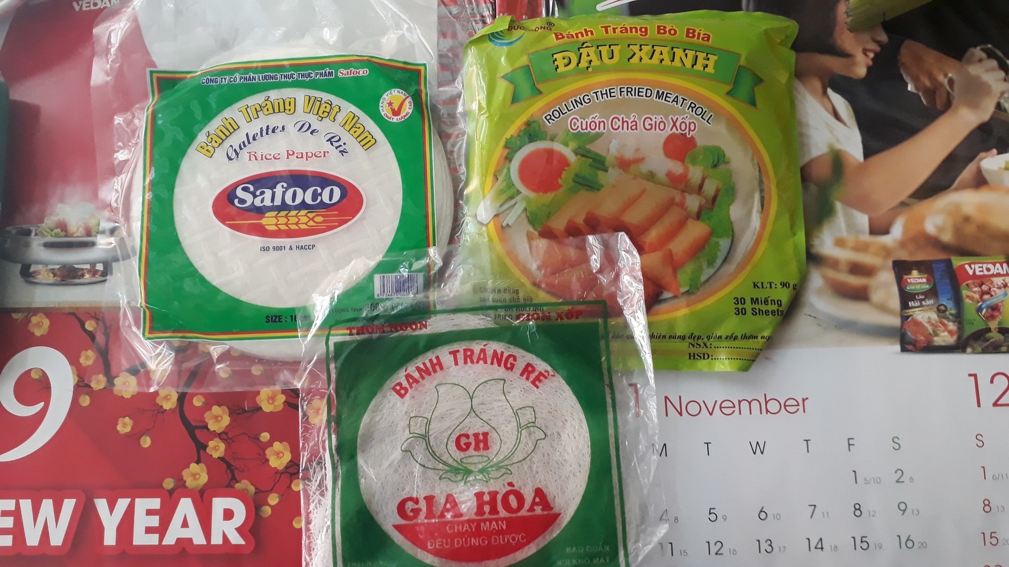 Combo 1 Bịt Bánh Tráng Bò Bía + 1 Bịt Bánh Tráng Rế + 1 Bịt Bánh Tráng Safoco