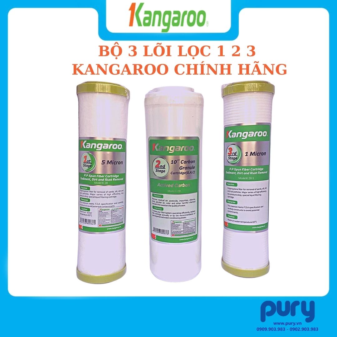 Bộ 3 Lõi Lọc Nước Kangaroo 123 Chính Hãng