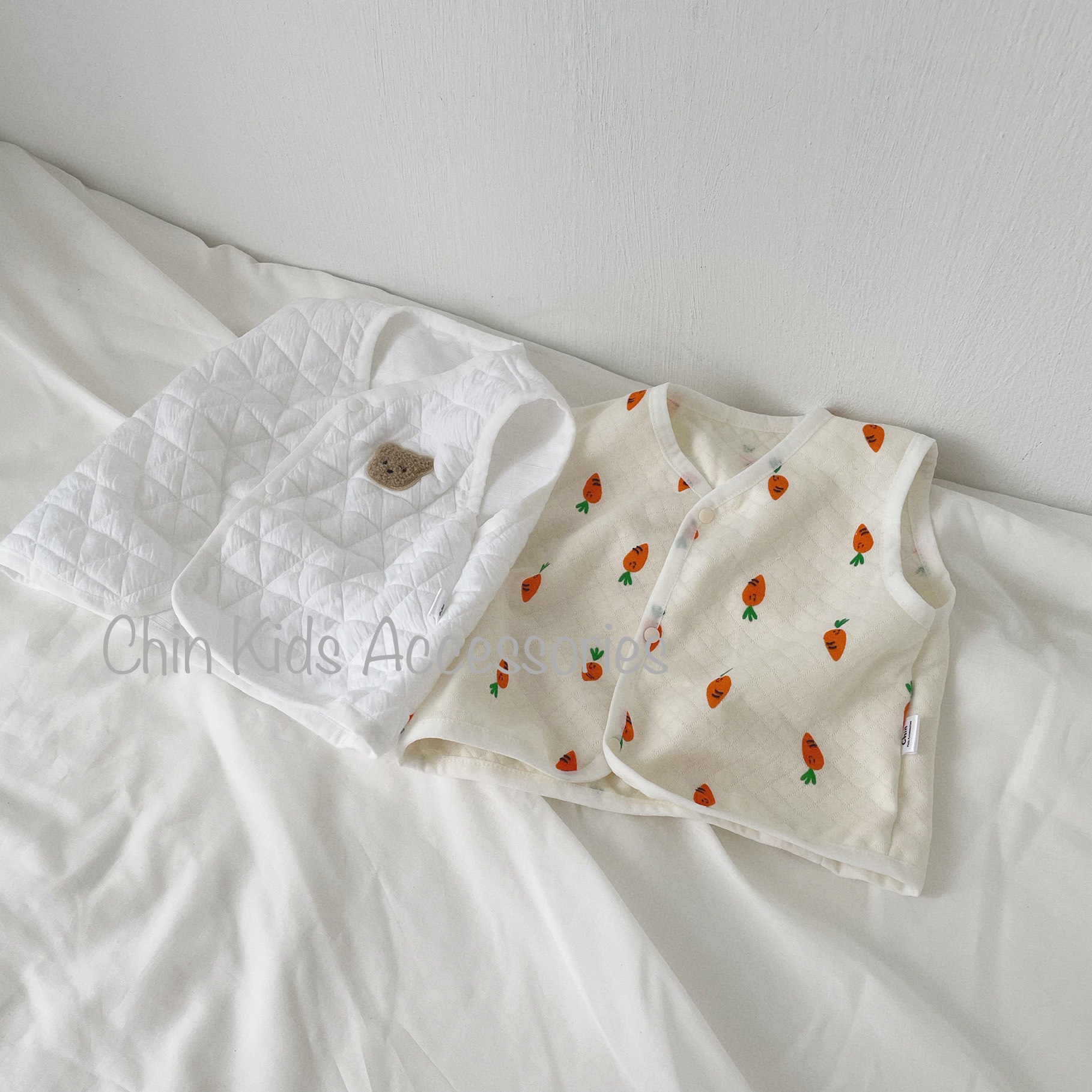 Áo gile cotton trần bông vải xuất Hàn mềm mại mỏng vừa cho bé
