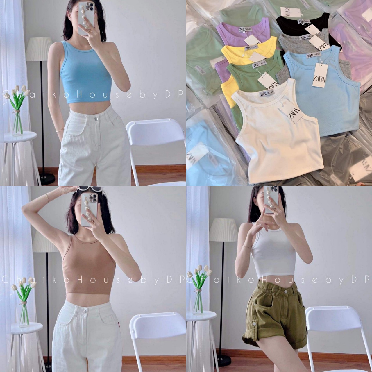Áo ba lỗ trơn basic, áo croptop co dãn ôm body - xưởng may tú linh