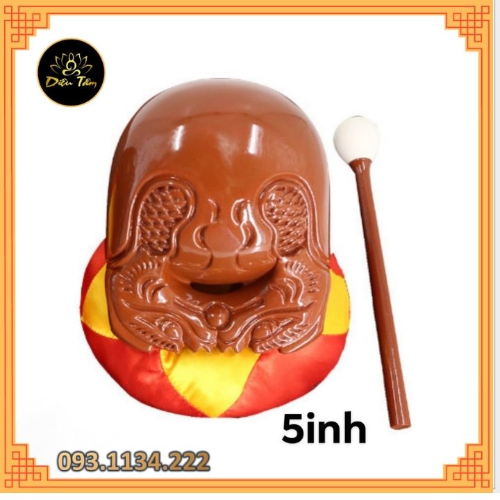 Bộ mõ + dùi+ đệm hàng đẹp ĐÀI LOAN gỗ cao cấp - mõ chùa tụng kinh size 5inh