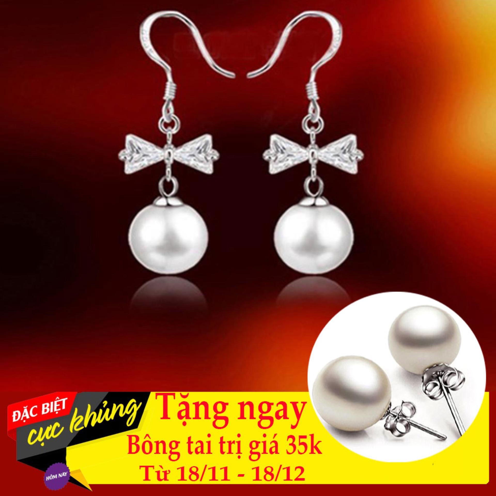 Bông tai nữ ngọc trai nhân tạo size 10 ly màu trắng  , bông tai ngọc trai giáng dài 100% chất liệu bạc thật , phong cách sang trọng dễ phối đồ phù hợp cho chị em đeo hoặc làm quà tặng - QTBT25(BẠC)