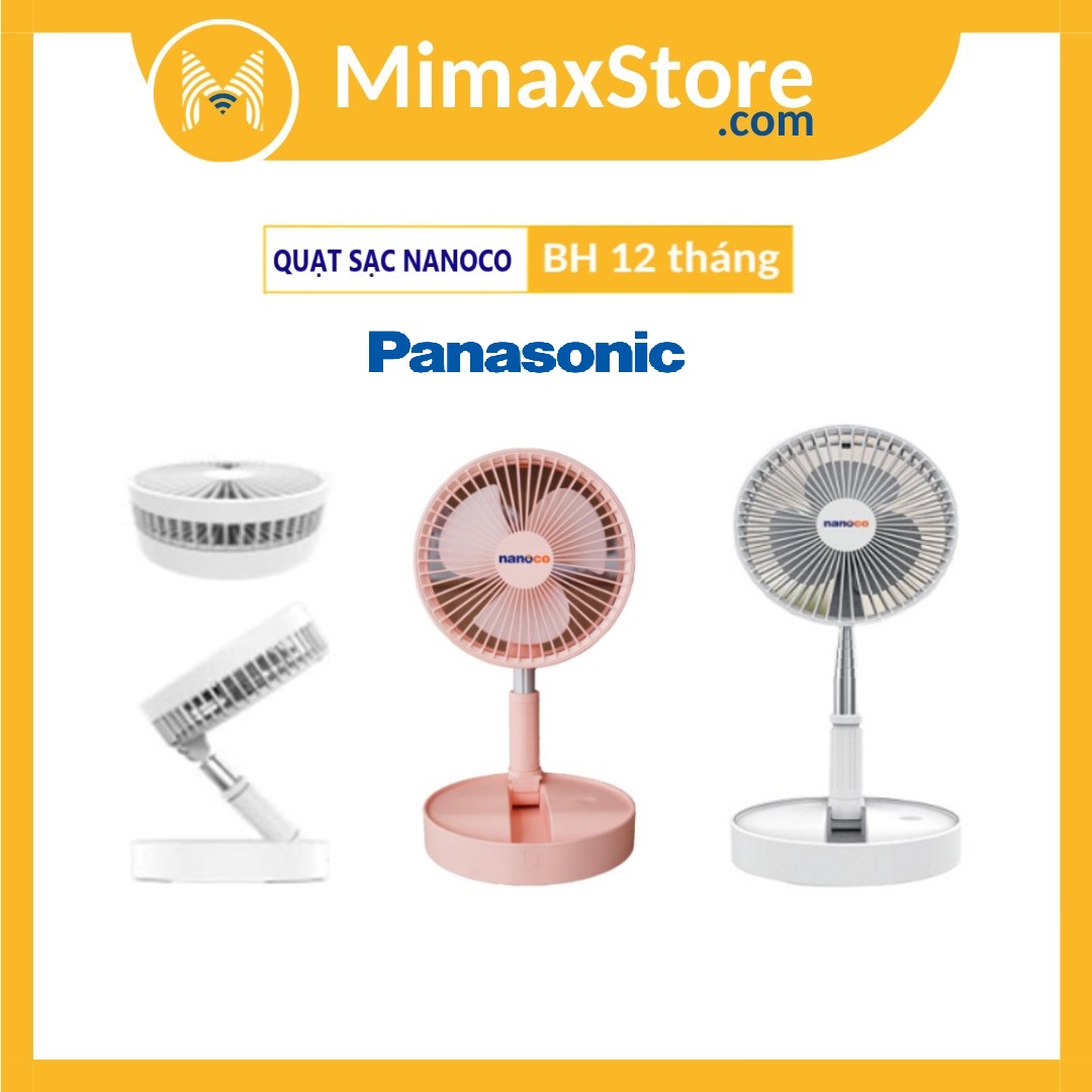 [Hỏa Tốc - HCM] Quạt Sạc Tích Điện Gấp Gọn Panasonic NANOCO - NFF1617W - NFF1617P l Hàng Chính Hãng | Bảo Hành 12T | Mimax Store