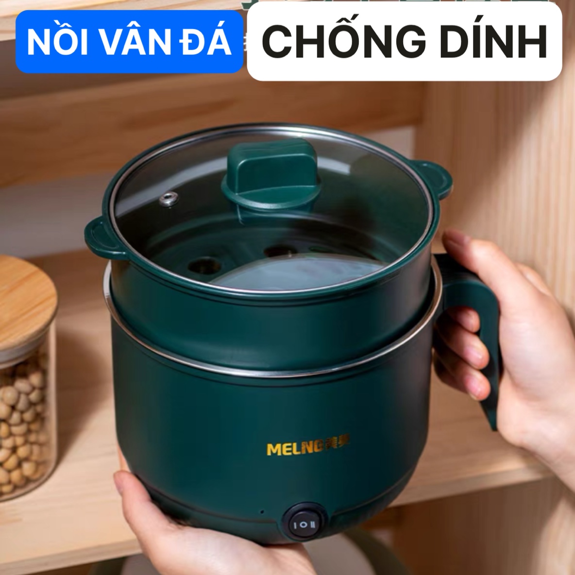  NỒI ĐIỆN NẤU MÌ LUỘC TRỨNG CỰC NHANH LÒNG VÂN ĐÁ CHỐNG DÍNH CAO CẤP - NỒI LẨU ĐIỆN ĐA NĂNG - CA NẤU MÌ SIÊU TỐC TẶNG KÈM XỬNG HẤP BÁNH TIỆN LỢI 