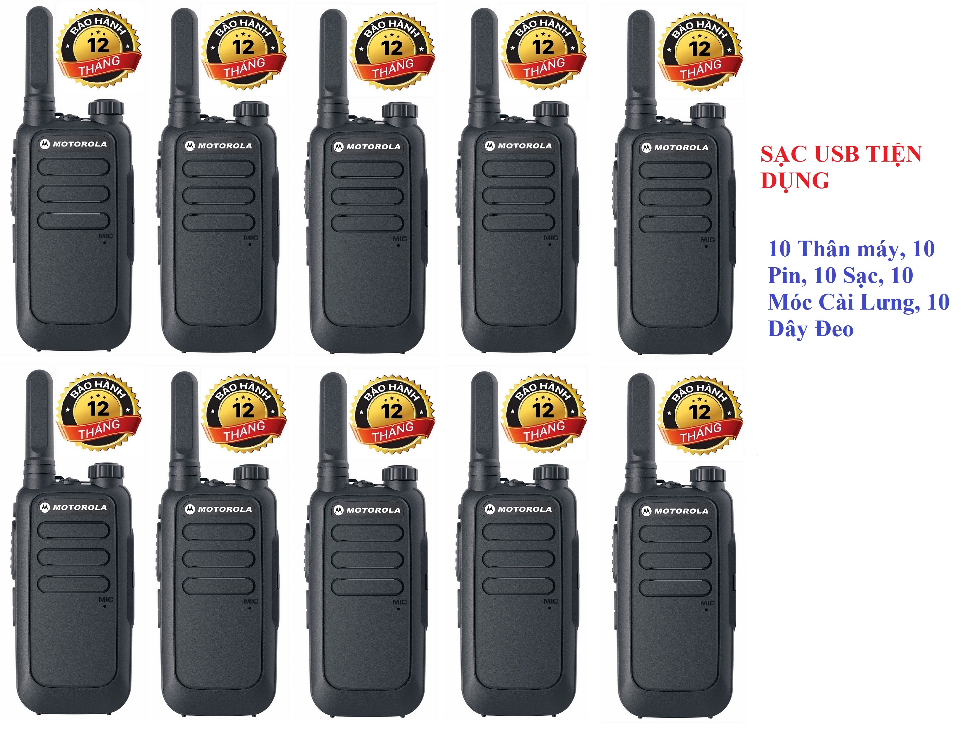 Bộ 10 chiếc bộ đàm sạc usb chất lượng khủng motorola gp600 v2.0