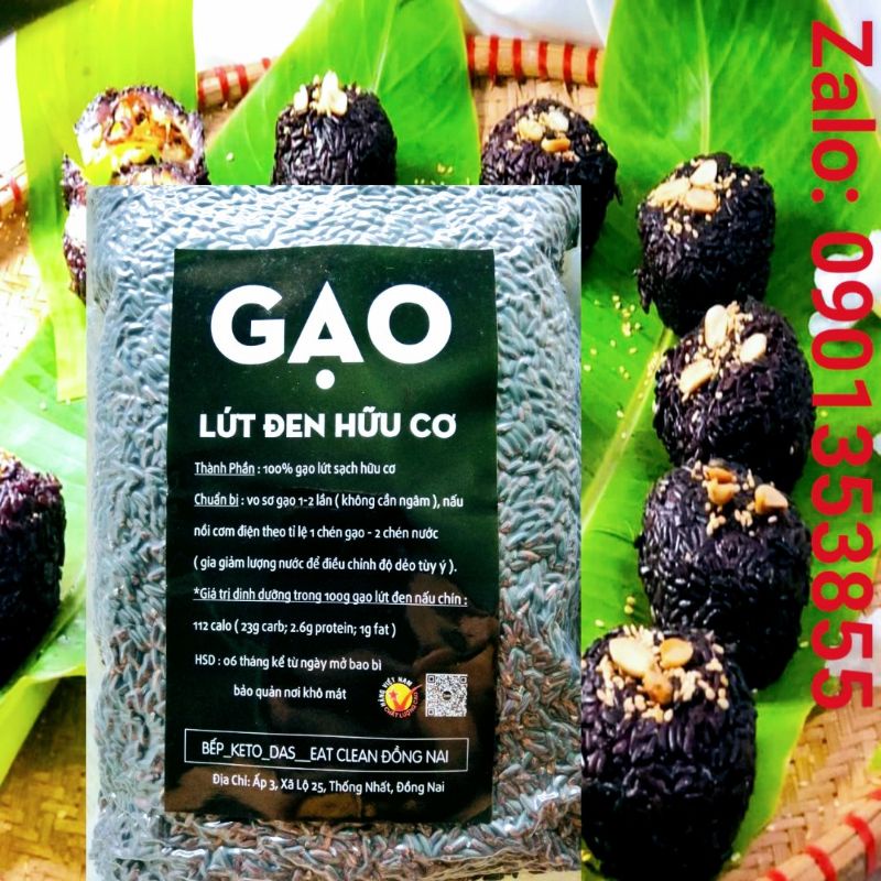 1kg gạo lứt đen hữu cơ healthy hút chân không ngon dẻo
