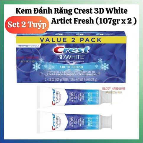 Set 2 kem đánh răng siêu trắng crest 3d white artict fresh 107g x 2 chính hãng mỹ