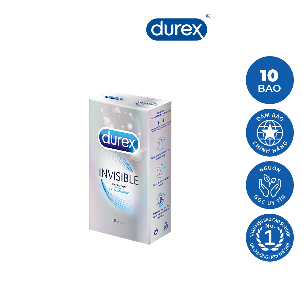 [HCM]Bao cao su Durex Invisible Extra Sensitive 10 bao / 1 hộp