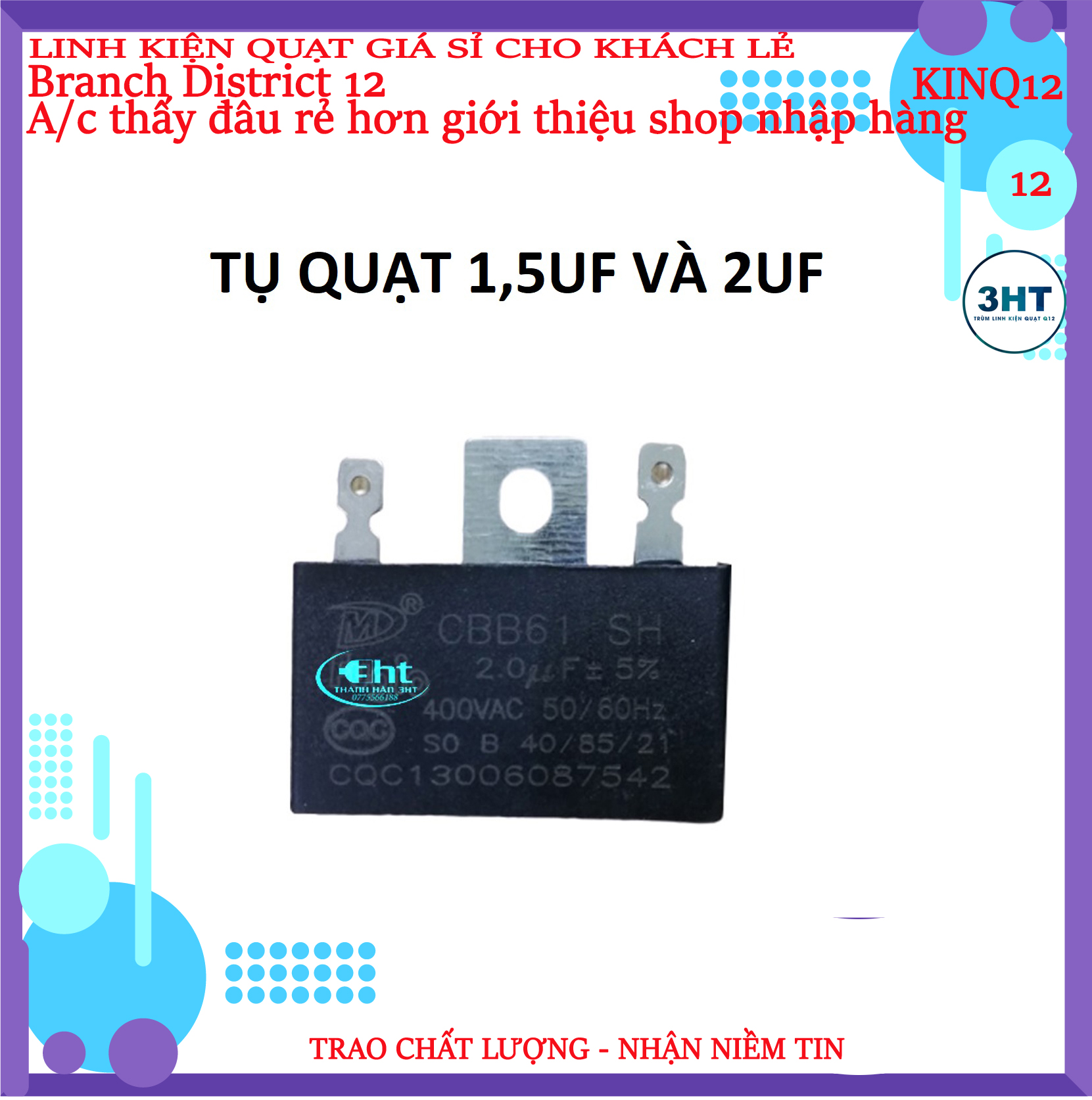 10 tụ điện 2 mf 400vac - tụ quạt điện