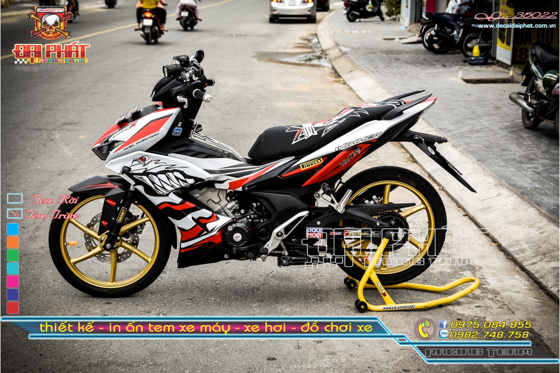 Tem Trùm Winner X 150 Cá Mập Đỏ Bạc - W-35022