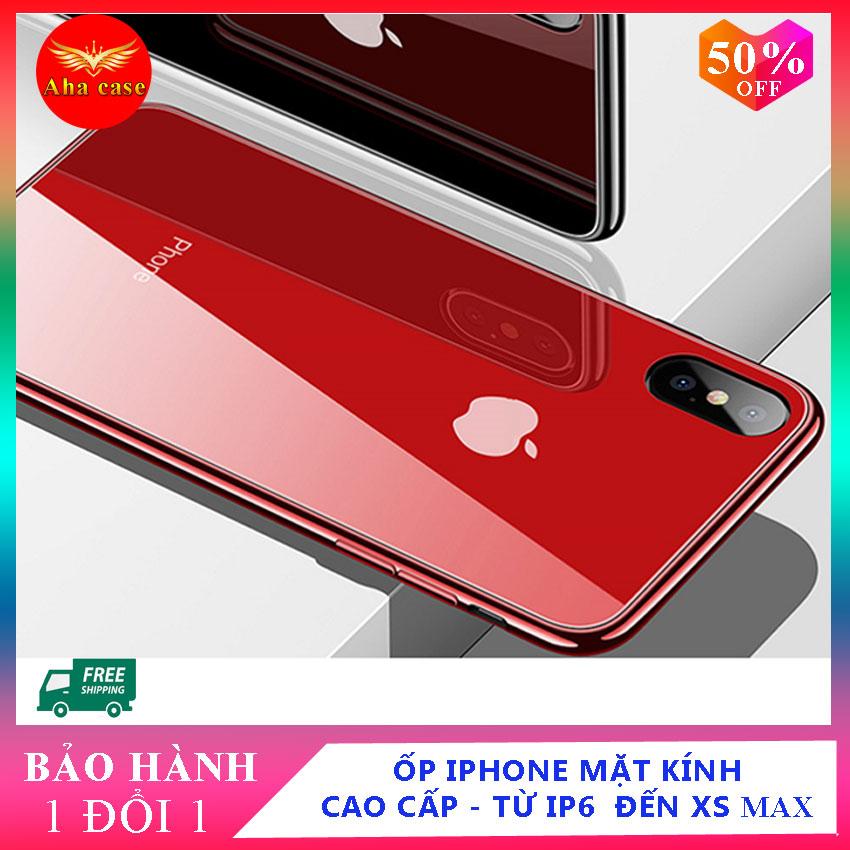 Ốp Kinh Iphone 6, 6s, 6Plus,7, 7Plus,  8, 8Plus, X / Xs, Xs Max - vỏ case lưng điện thoại iphone - Ốp lưng mặt kính cao cấp chống trầy xước, bong chóc, chống va đập, ốp điện thoại iphone in logo táo sang trọng