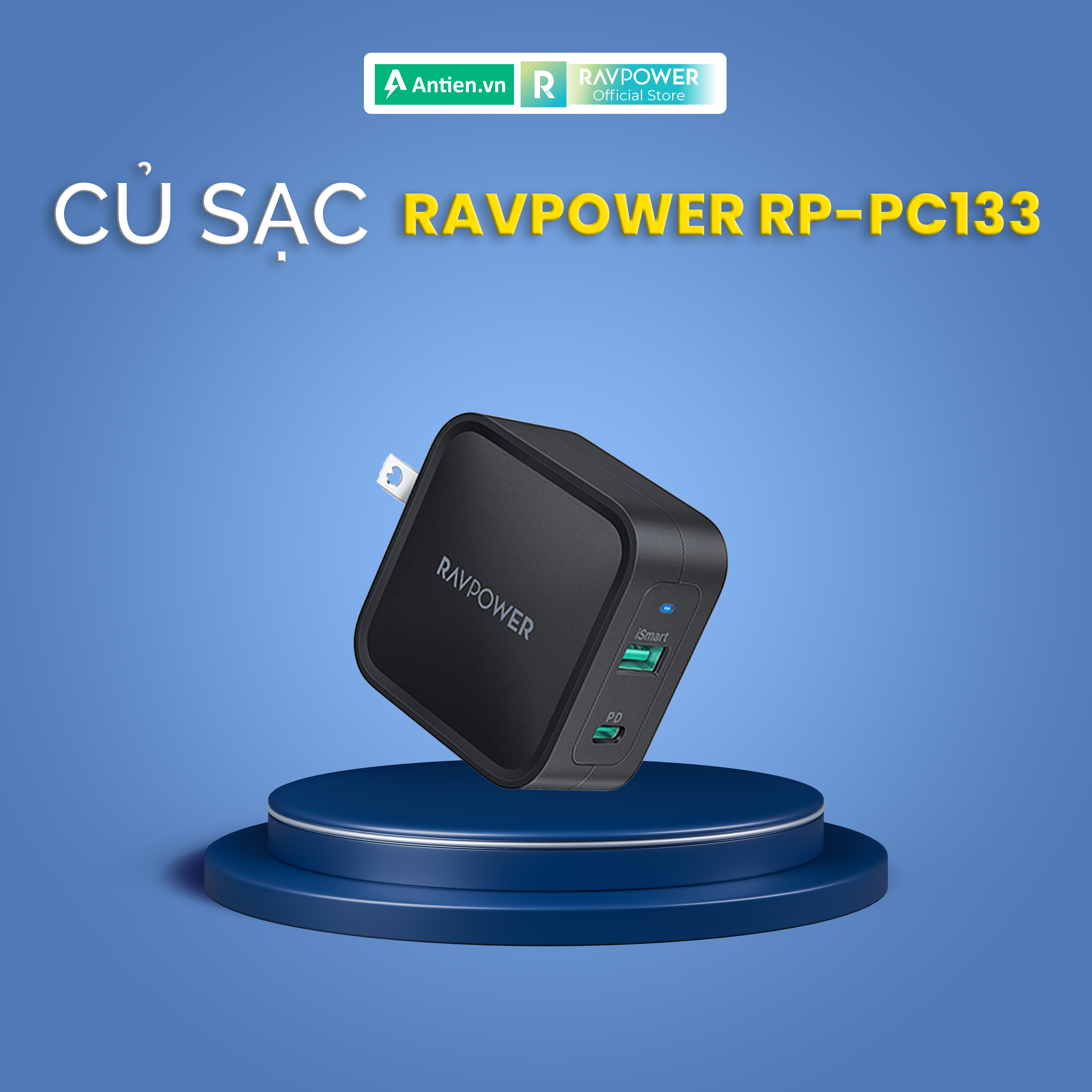 Sạc RavPower RP-PC133 PD 65W - Hàng chính hãng